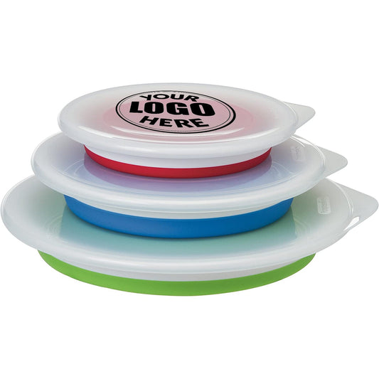 Promotional Custom Logo Collapsible Storage Bowls With Lids, Portable Food Containers