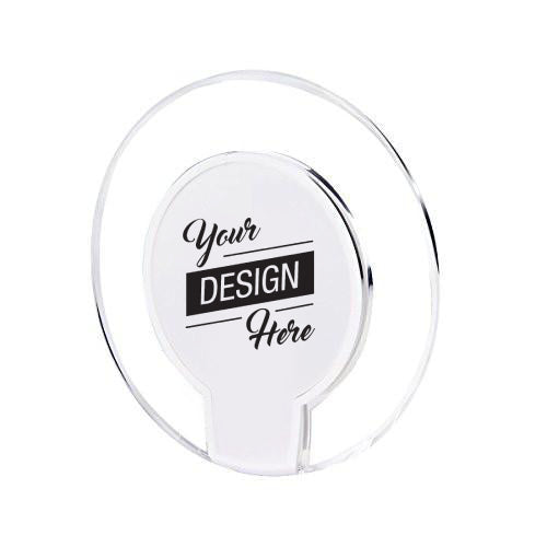 Custom Logo Cellphone Wireless Charger Promotional Clear Glass Led Charging Pad