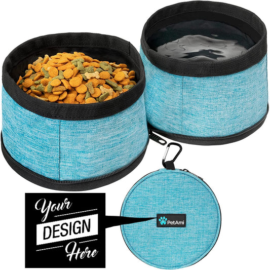 Promotional Collapsible Dog Bowls, 2 Bowls, Travel Dog Bowls, Portable Water Bowl for Dog Puppy Cat Pets - Zip Up