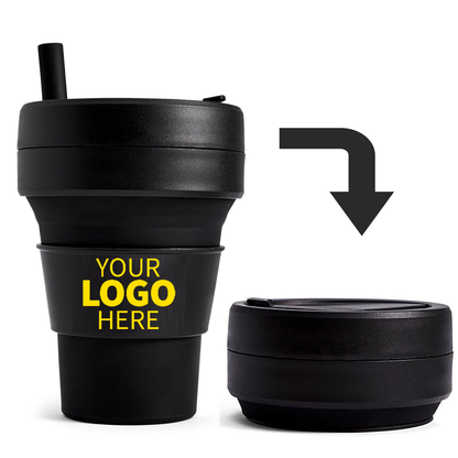 Custom Logo Collapsible Cups, Promotional Reusable Foldable Cups With Your Logo