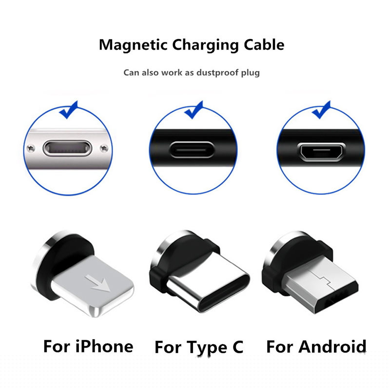 Custom Logo Magnetic Charger Micro USB Cable, Fast Charging Magnet USB Iphone, Type C & Android Heads