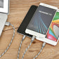 Bulk 3 in 1 Braided Multiple USB Fast Charger Cord 3ft(1m) with Lighting, Micro USB, Type C