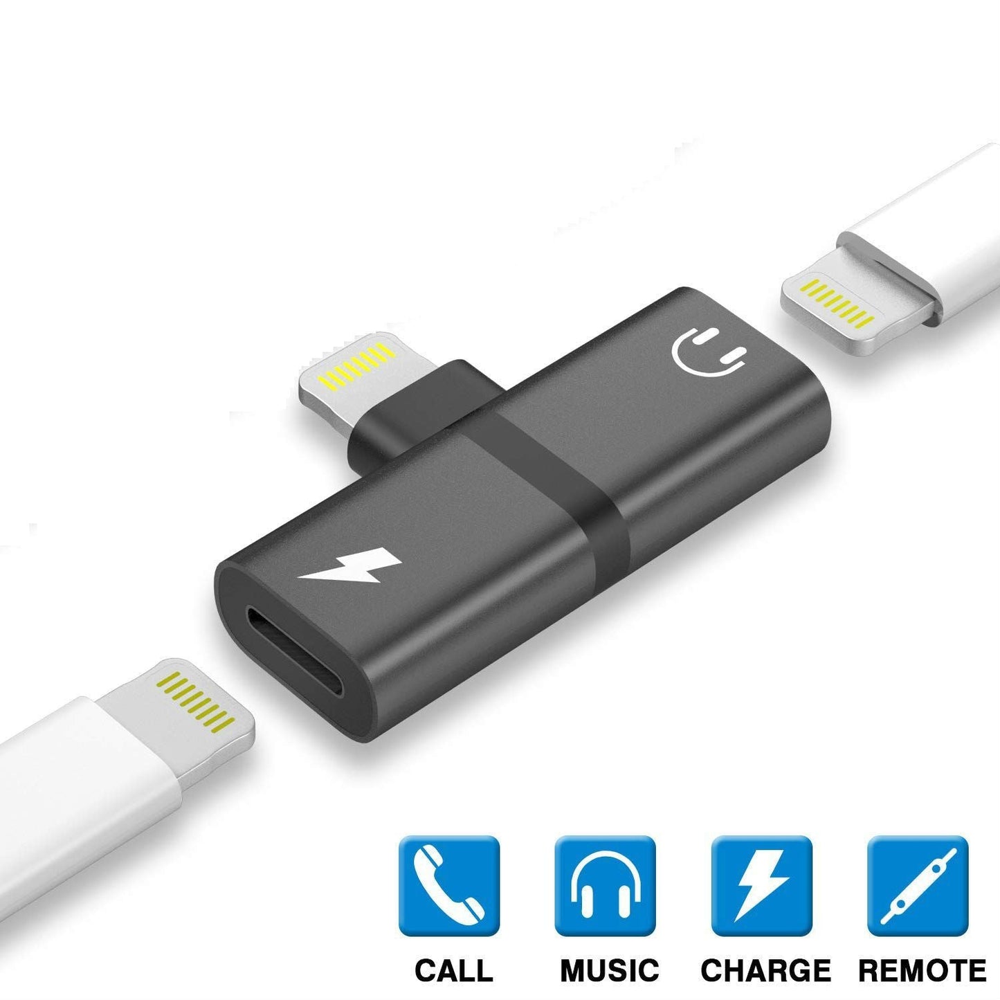 Bulk Dual Ports Adapter Splitter, 2 in 1 8 pin Headphone Jack Aux Audio & Charger Adapter Cable Connector