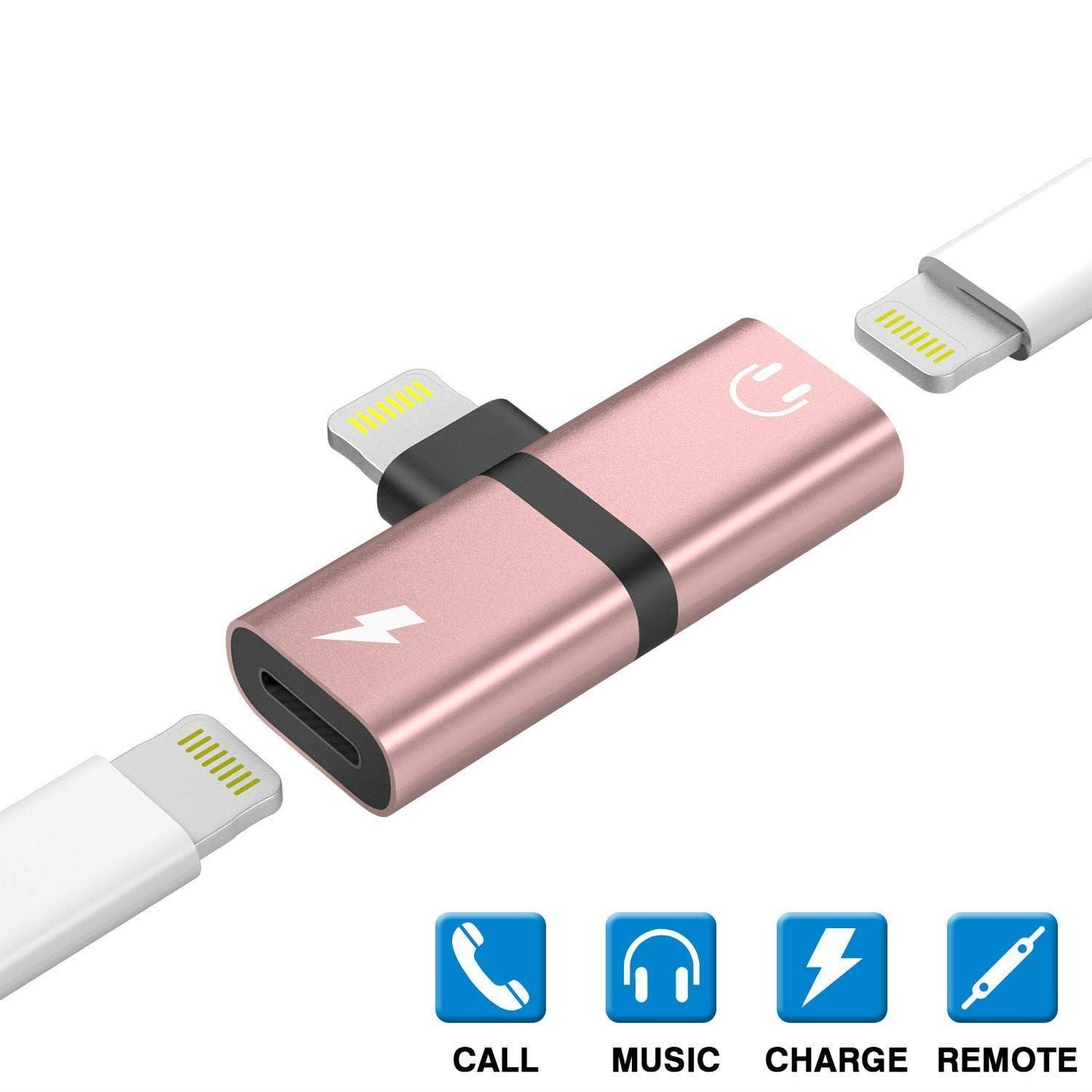 Bulk Dual Ports Adapter Splitter, 2 in 1 8 pin Headphone Jack Aux Audio & Charger Adapter Cable Connector