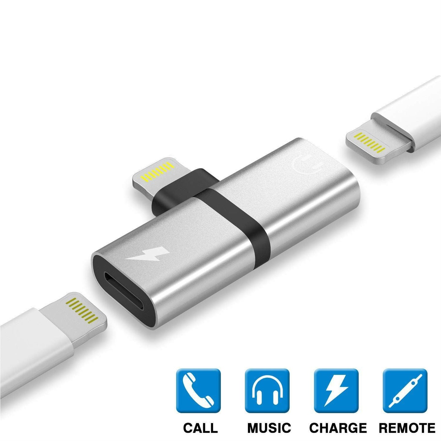 Bulk Dual Ports Adapter Splitter, 2 in 1 8 pin Headphone Jack Aux Audio & Charger Adapter Cable Connector