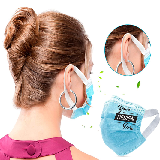 Promotional Ear Friendly Mask, Logo Elastic Ear Loop Disposable Masks For Adults and Kids - All Colors