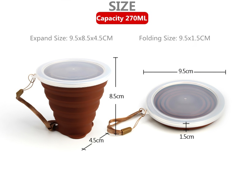 Custom Logo Collapsible Travel Cup Outdoor Portable Folding Camping Cups With Lanyard