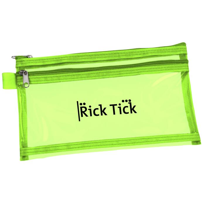 Custom Logo Twin Pocket School Pencil Case, Promotional  Supply Pouch