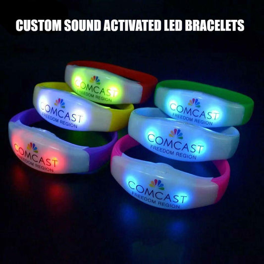 Promotional Custom Logo LED Sound Activated Light Up Wristbands