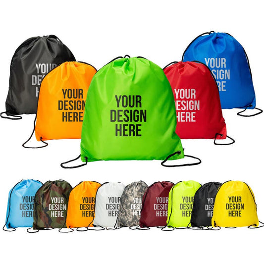 Promotional Custom Logo Polyester Cinch Up Drawstring Backpacks