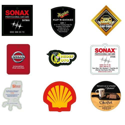 Custom Die Cut Car Air Freshener, Promotional Auto Freshener With Custom Scents And String Colors
