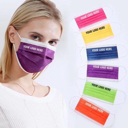 Custom Disposable Face Masks, Logo Printed Medical Face Mask 3 Ply - All Colors