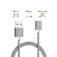 Bulk Magnetic Heads 3 in 1 Braided Fast Charging Usb Cord With Lighting, Micro USB and Type C