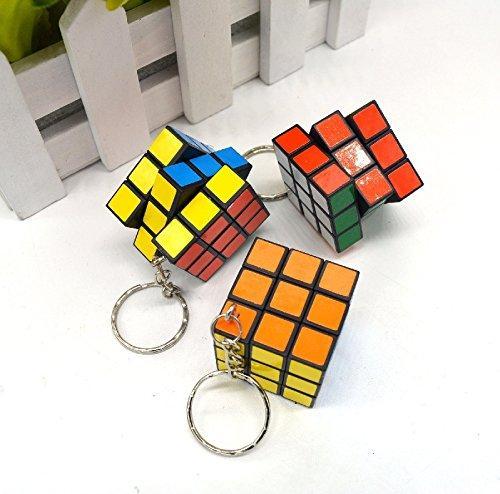 Bulk Mini 3x3 Cube Keychains, 1.2 Inch Speed Rubik's Key Ring, 12 Pcs