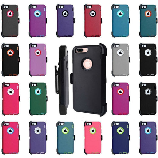 Wholesale Iphone Heavy Duty Life Proof Built-in Screen Protector and Belt Clip Defender Cases Mix Colors - All Models