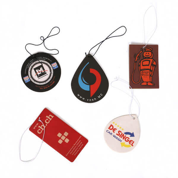 Custom Die Cut Car Air Freshener, Promotional Auto Freshener With Custom Scents And String Colors
