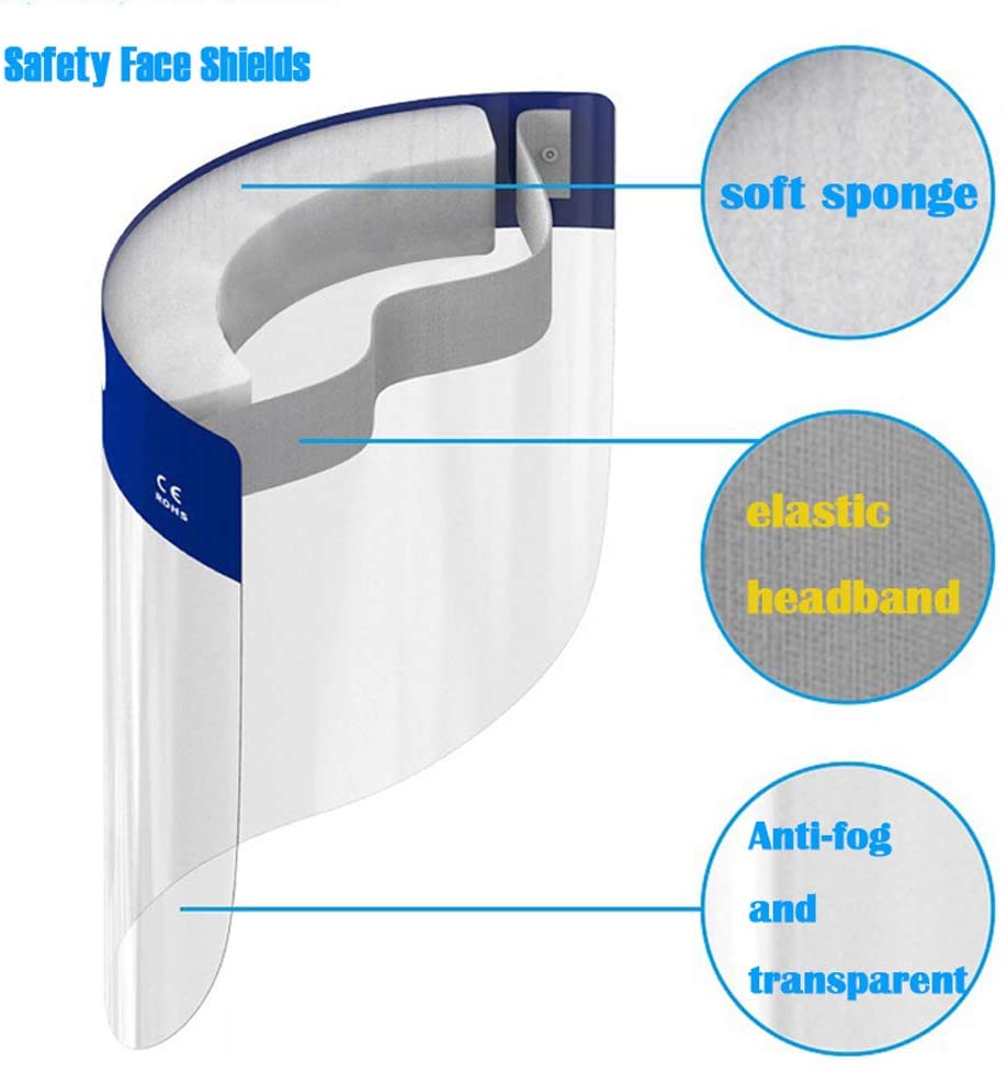 Bulk Face Shields Full Protection Reusable Face Cover One Size Fits All