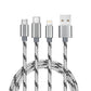 Bulk 3 in 1 Braided Multiple USB Fast Charger Cord 3ft(1m) with Lighting, Micro USB, Type C