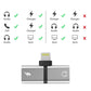 Bulk Dual Ports Adapter Splitter, 2 in 1 8 pin Headphone Jack Aux Audio & Charger Adapter Cable Connector